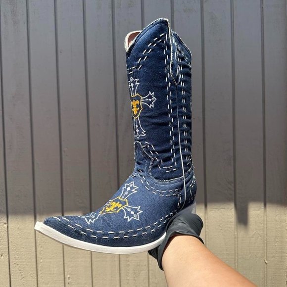 #1 Blue Denim Style Boot, Model 6701